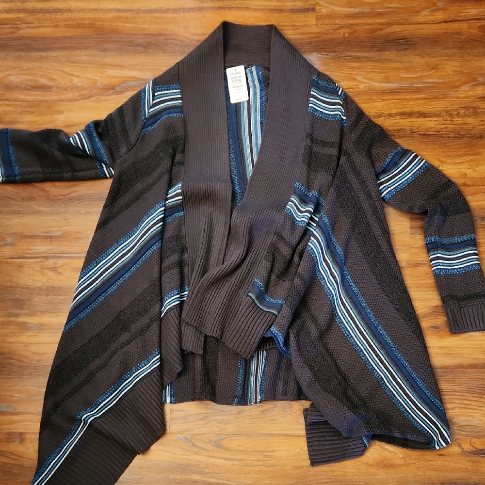 Torrid Striped Open Front Asymmetrical Cardigan Sweater